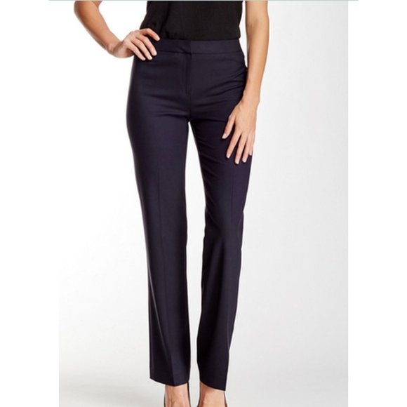 Lafayette 148 Classic Wool Dress Pants Menswear Navy‎ Blue High Rise, 4 - NWT